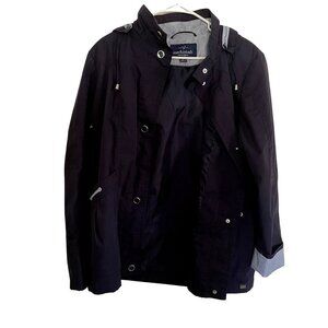 Mackintosh new england fall winter jacket waterproof pockets navy blue hood